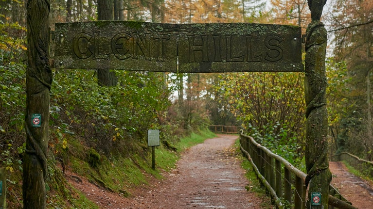 Clents Hills Wooden archway leading to Viewpoint path